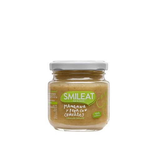 Potito de pera-manzana ecológico SMILEAT, tarro 130 g